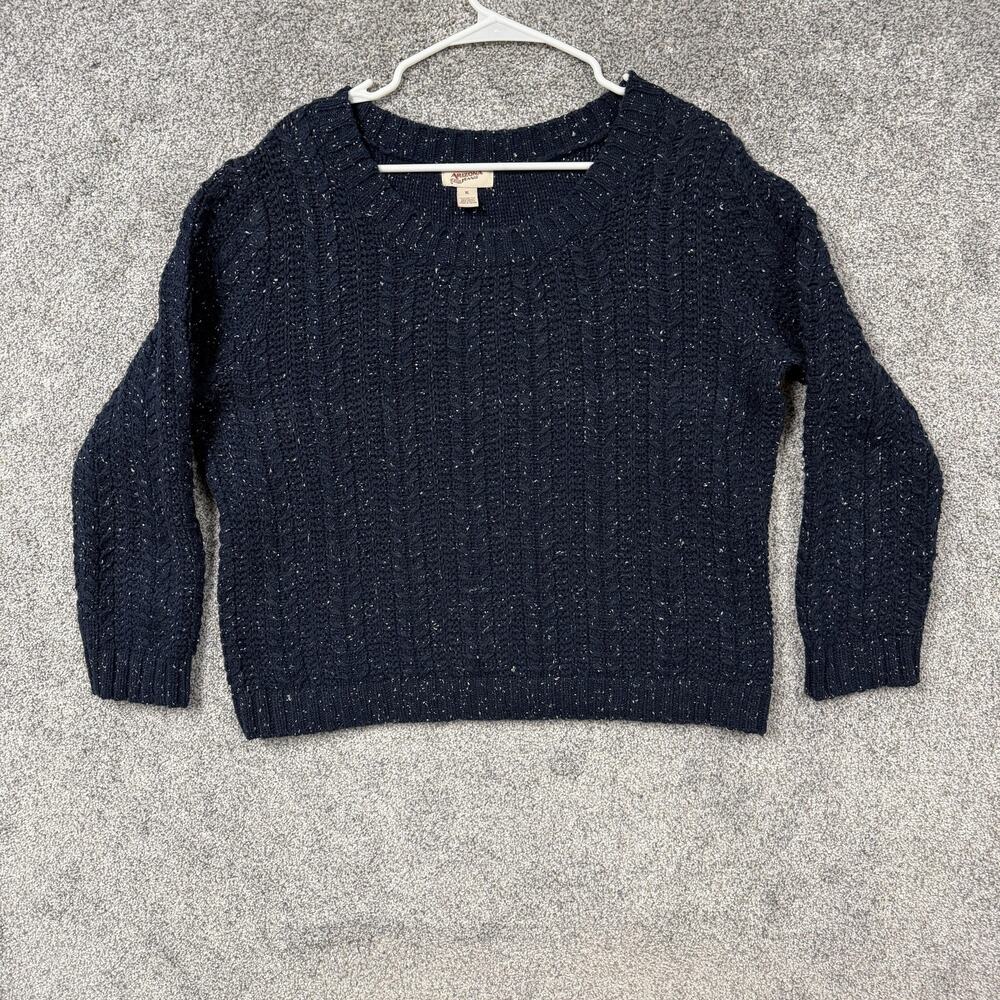 Arizona Jean Co Sweater XL Blue Speckled Cable Knit Chunky Cozy Cabincore Preppy